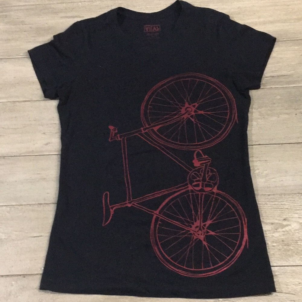 Vital Industries black t-shirt with Red Bike outline. Size medium